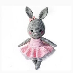 Adorable Gray and Pink Bunny Plush Toy